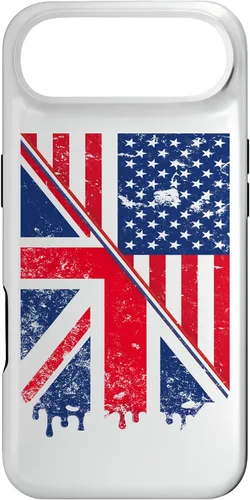 Vista 26 de Funda para iPhone 15 Union Jack y bandera estadounidense para expatriados británicos y estadounidenses