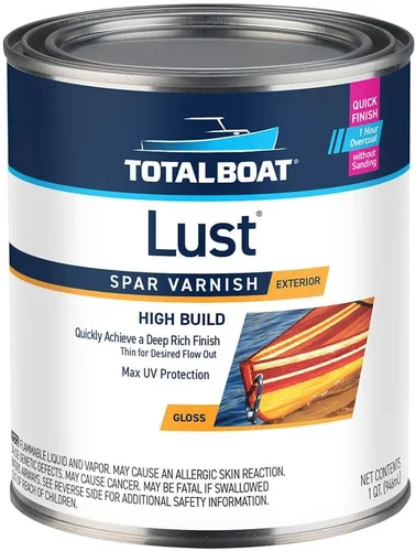 Vista 9 de TotalBoat Lust Marine - Barniz de alto brillo y acabado mate para madera, barcos, muebles de exterior (alto brillo, pinta)
