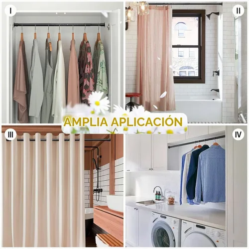 Vista 7 de Barras de armario para colgar ropa, barra de armario resistente de 17 a 27 pulgadas, barra ajustable para colgar ropa, barra de cortina de ducha