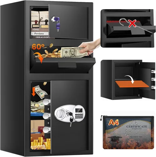Vista 12 de Caja de seguridad depositaria de 2.6 pies cúbicos para negocios con ranura de colocación rápida, cajas de seguridad para efectivo con pantalla LCD