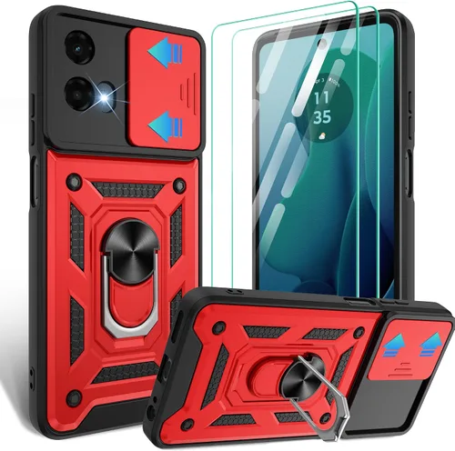 Vista 49 de Gritup Funda para Moto G Stylus 5G-2021 con cubierta deslizante para cámara 1 paquete de protectores de pantalla HD Soporte de metal giratorio