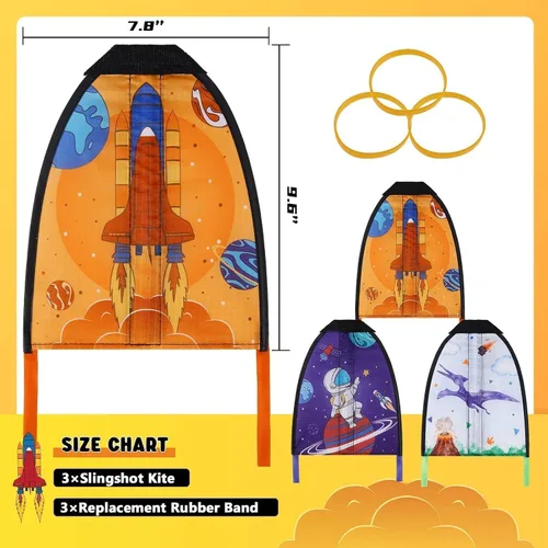 Vista 4 de 3 Pcs Mini Slingshot Kites - Thumb Ejection Kite Beach Toys Gift for Kids Teens Age 4-18 Years Old Easy to Fly Waterproof Stringless Beach Kite