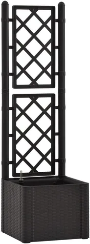 Vista 2 de Cama elevada de jardín con enrejado y sistema de riego automático antracita, cama de jardín elevada, macetas al aire libre para jardín de hierbas