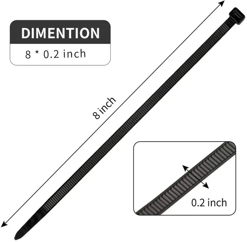 Vista 6 de 100 unidades de 8 pulgadas resistentes con cremallera industrial, 40 libras, resistencia a la tracción liberables, cintas de amarre reutilizables