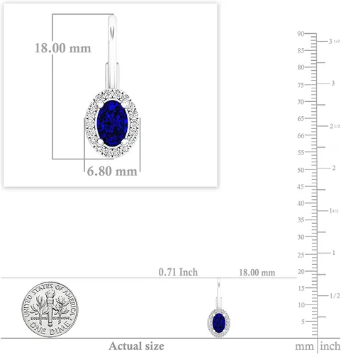 Vista 5 de Dazzlingrock Collection Pendientes colgantes de oro blanco de 10 quilates, 0.236 x 0.157in, cada centro de corte ovalado y diamante redondo lateral