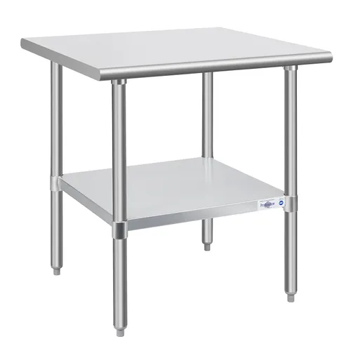 Vista 11 de Profeeshaw mesa de trabajo, de uso comercial, de acero inoxidable NSF con protector contra salpicaduras y estante inferior, para cocina, restaurante