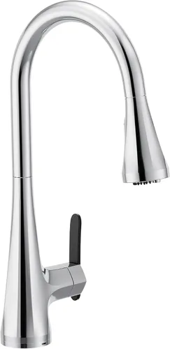 Vista 24 de Moen Sinema grifo de cocina desplegable de acero inoxidable con aumento de potencia y sistema retráctil, llave de cocina moderna de arco alto, fácil