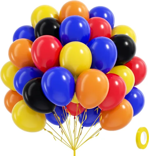 Vista 19 de 60 globos azul real y naranja con globos naranja y azul de 12 pulgadas Azul Naranja