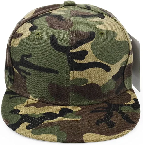 Vista 4 de UltraKey Gorra de ala plana, gorra de béisbol de camuflaje militar del ejército de camuflaje de Hip Hop Flat Bill Plain Snapback Sombreros