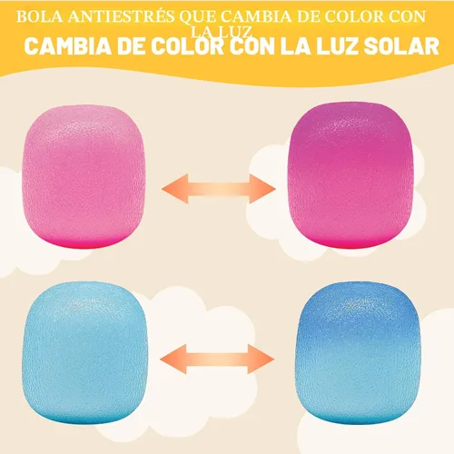 Vista 2 de Juguetes para ansiedad, pelotas antiestrés para niños y adultos, cambian de color con el sol, bola de masa de tiro lento, juguetes para ansiedad
