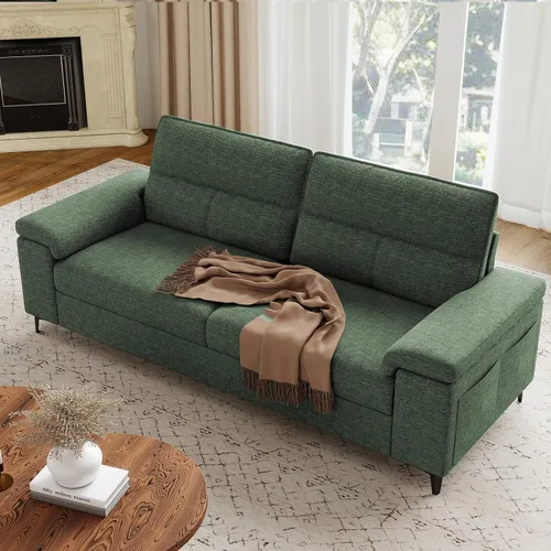 Vista 26 de Upvilla Sofá moderno de 71.25 pulgadas para sala de estar, sofás de asiento profundo con cojín de 8 pulgadas, cómodo sofá de amor de felpilla de 2