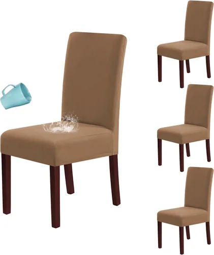 Vista 14 de H.VERSAILTEX Juego de 4 fundas 100% impermeables para sillas de comedor, fundas elásticas para sillas de comedor, fundas protectoras para sillas