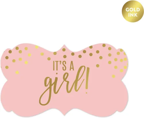 Vista 20 de Andaz Press Blush Rosa y Metallic Gold Confeti Lunares Baby Shower Party Collection Banderín colgante con cuerda, Baby Shower, 5 pies, 1 juego