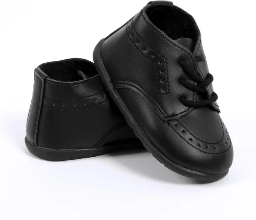 Vista 4 de AGJ Zapatos de vestir Oxford para bebés, niños y niñas, de piel sintética, suela suave, zapatos antideslizantes para caminar y bodas