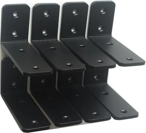 Vista 24 de Paquete de 2 soportes de estante en L de 6 pulgadas de largo x 4 pulgadas de alto x 1.5 pulgadas de ancho, 5 mm de grosor, soportes de estante