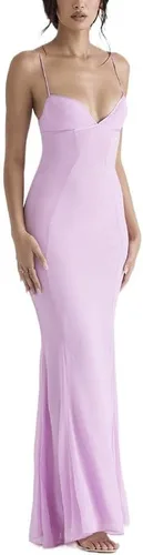 Vista 3 de Sastianaen Vestido largo sexy para mujer, sin mangas, recortado, sin espalda, con abertura hasta los muslos, vestido de fiesta