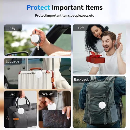 Vista 7 de Etiquetas de seguimiento de aire para Android o iOS, etiquetas inteligentes de aire de doble sistema, paquete de 4, compatibles con iOS Find My