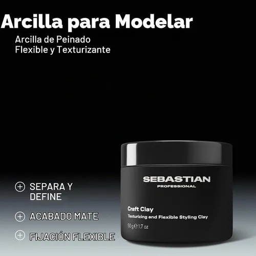 Vista 3 de Sebastian Craft arcilla remoldable mate texturizer Unisex, 1.7 onzas Arcilla para peinar el cabello para una sujeción natural 1.7 oz