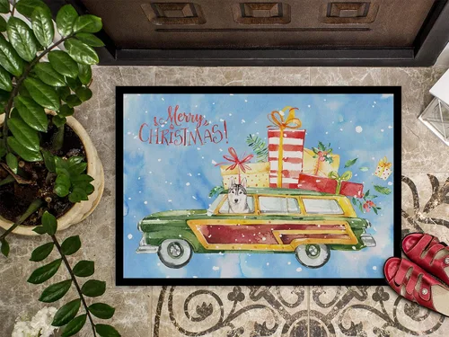 Vista 3 de Caroline's Treasures CK2424JMAT - Tapete para interiores o exteriores con diseño de husky siberiano de Feliz Navidad, 24 x 36 pulgadas, 36 pulgadas