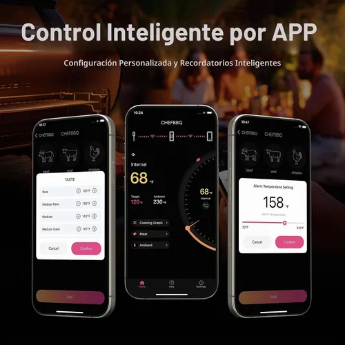 Vista 5 de Paneceia Termómetro inalámbrico de carne digital de 800 pies de largo alcance con Bluetooth, termómetro de cocina para monitoreo remoto