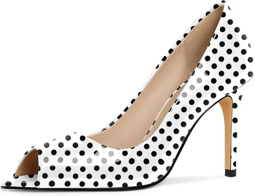 Vista 29 de Eldof Zapatos de tacón alto con punta abierta para mujer, con puntera abierta, para boda, sexy, para novia, clásicos, de 3.5 pulgadas Beige