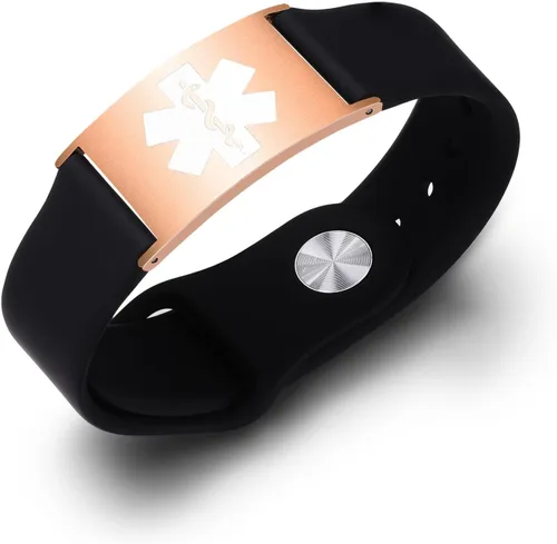Vista 21 de Pulseras deportivas personalizadas de alerta médica para mujeres y hombres – Pulseras de identificación médica personalizadas con grabado gratuito