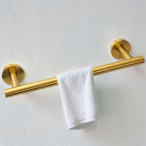 Vista 5 de Modket 9 pulgadas de oro cepillado barra de toalla de baño hardware de acero inoxidable 304 montado en la pared toalla de cocina titular paños