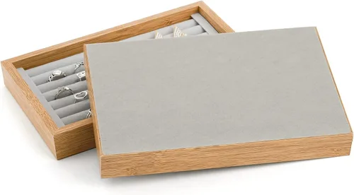 Vista 3 de Elsjoy Paquete de 2 bandejas organizadoras de anillos 9 x 6 pulgadas caja organizadora de anillos bandeja de almacenamiento de anillos bandeja