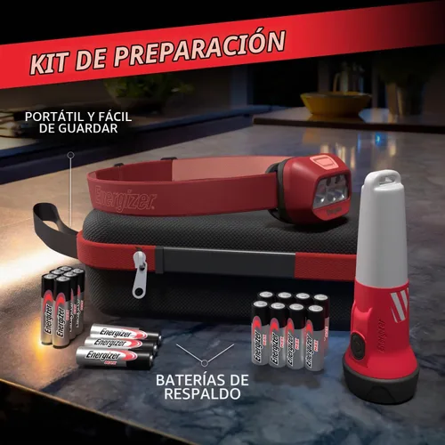 Vista 4 de Energizer WeatheReady - Kit de corte de energía con linterna LED 2 en 1, linterna frontal LED, IPX4 resistente al agua, baterías AA + AAA, estuche