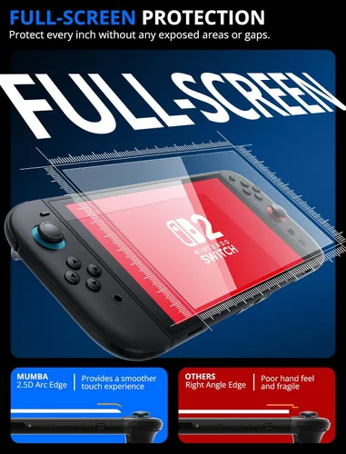 Vista 3 de Mumba Screen Protector for Nintendo Switch 2 with Auto-Alignment Kit, 2 Pack 9H Tempered Glass Ultra-Thin Transparent HD Clear, Scratch and Crack