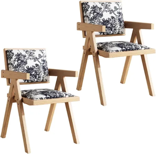Vista 13 de YVYKFZD Juego de sillas de comedor de madera maciza, sillas de cocina sin brazos, silla de comedor tapizada con respaldo, sillón de terciopelo