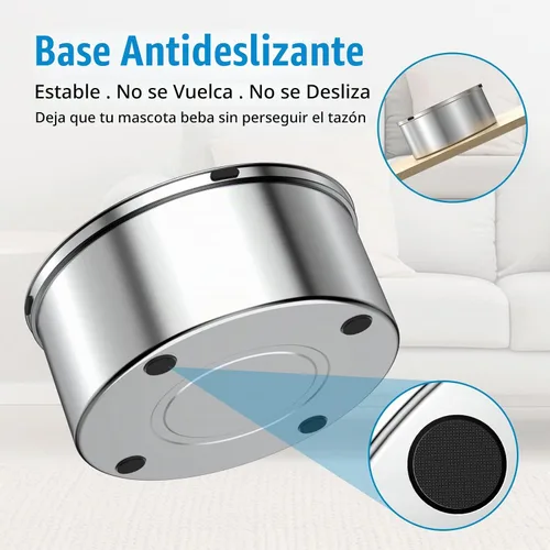 Vista 6 de SCHITEC Cuenco de agua para perros sin derrames, 1.2L/40 onzas, bebida lenta, cuenco para perros de acero inoxidable antisalpicaduras con disco