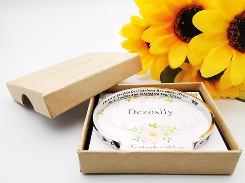 Vista 294 de Pulseras inspiradoras para mujer, joyería de acero inoxidable, con refranes, pulsera motivacional con mensaje oculto, pulseras grabadas para mejor