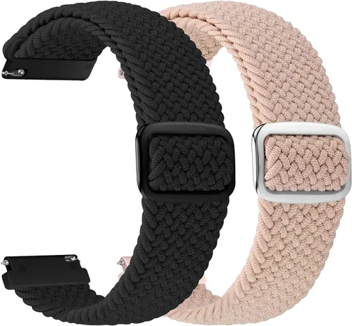 Vista 11 de 2 Pack 22mm Quick Release Braided Bands Compatible with Garmin Vivoactive 4 45mm, Forerunner 570 47mm/255/265, Adjustable Band for Amazfit Bip 6/5