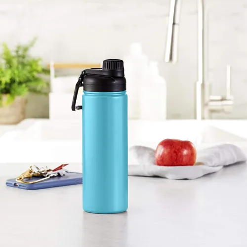 Vista 6 de Amazon Basics Botella de agua aislada de acero inoxidable con tapa de boquilla, 20 onzas, verde azulado
