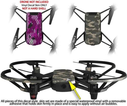 Vista 2 de Skin Decal Wrap 2 Pack para DJI Ryze Tello Drone HEX Mesh Camo 01 Dron Rosa No Incluido