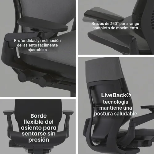 Vista 5 de Steelcase Gesture - Silla de oficina, Textil, azul Jay Tela Bluejay