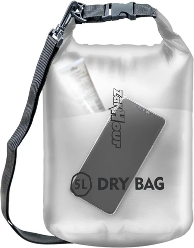 Vista 17 de Bolsa impermeable de almacenamiento transparente con tapa enrollable - Bolsa seca de 2 l/5 l/10 l/20 l, adecuada para viajes, natación, kayak Blanco
