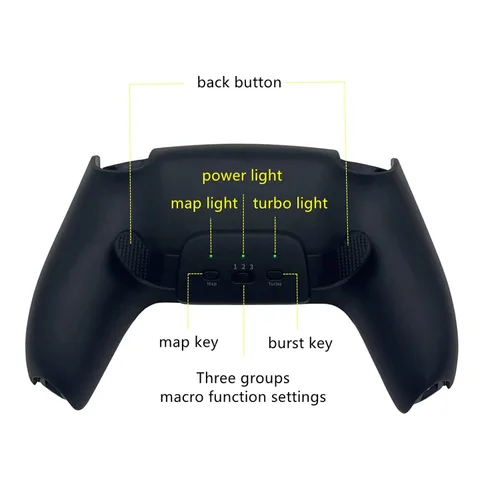 Vista 2 de Onyehn Back button programmable custom mapping kit with Turbo function for PS5 controller(modelBDM-010020)