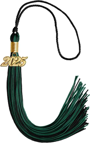 Vista 144 de Endea Graduation - Borla de doble color mixto con fecha dorada (negro/dorado antiguo, 2021)