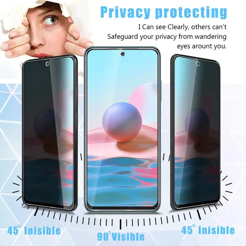 Vista 3 de Anbzsign[2 unidades] Protector de lente de cámara y [2 unidades] Protector de pantalla de privacidad para Xiaomi Redmi Note 10 / Redmi Note 10S