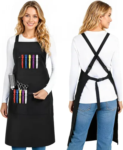 Vista 9 de Noverlife Hair Stylist Apron with 4 Pockets, Hair Resistant 34 Inch Long Hairdresser Aprons w/Adjustable Strap for Salon