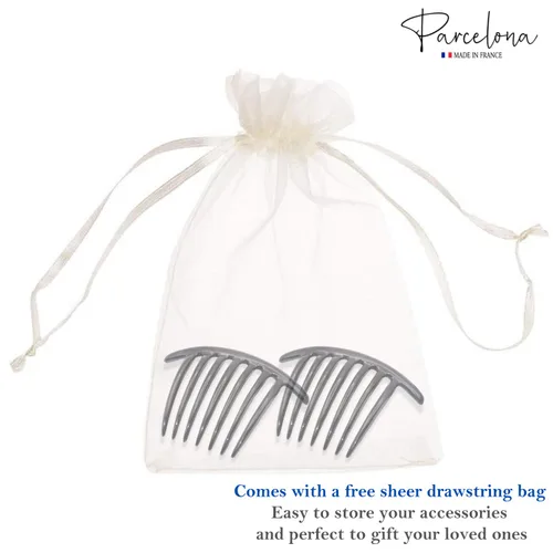 Vista 9 de Parcelona French Twist - Juego de 2 peines de celuloide de 4 pulgadas (4.0 in), flexibles, duraderos, antideslizantes, accesorios para el cabello