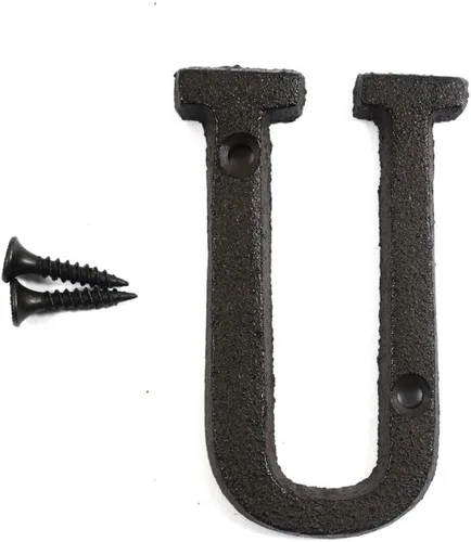 Vista 20 de Letras del abecedario de 3" en metal de hierro fundido decorativas, estilo clásico, para colgar letreros de pared, dirección, nombre, letrero