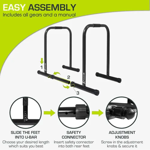 Vista 5 de ProsourceFit Estación de soporte de inmersión, barra de prensa de cuerpo resistente Ultimate con conector de seguridad para inmersiones de tríceps