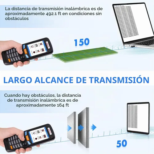 Vista 4 de Escáner de inventario, contador de coleccionista JRHC 2.4G inalámbrico 1D, escáner de código de barras láser de larga distancia de transmisión