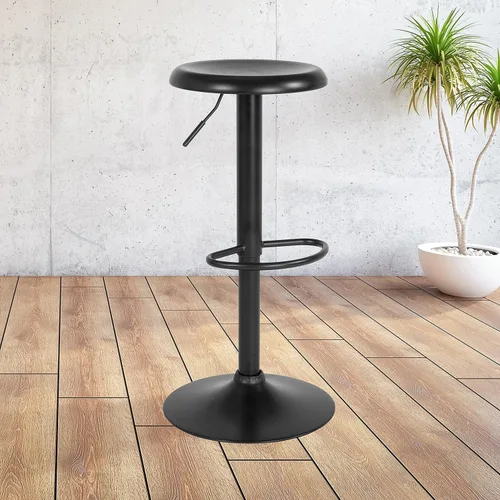 Vista 2 de Flash Furniture Taburete de bar retro de altura ajustable de la serie Madrid en acabado negro