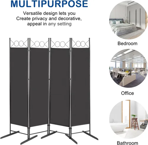 Vista 4 de Divisor de habitación, 6 pies de alto, plegable, de privacidad, separador de habitación portátil para separador, divisores de pared independientes