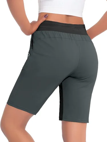 Vista 2 de Little Donkey Andy Bermudas de senderismo de secado rápido para mujer pantalones cortos de golf elásticos cintura elástica con cordón
