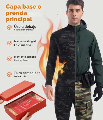 Vista 97 de Conjunto de ropa interior térmica para hombre, ropa interior larga 1#verde militar